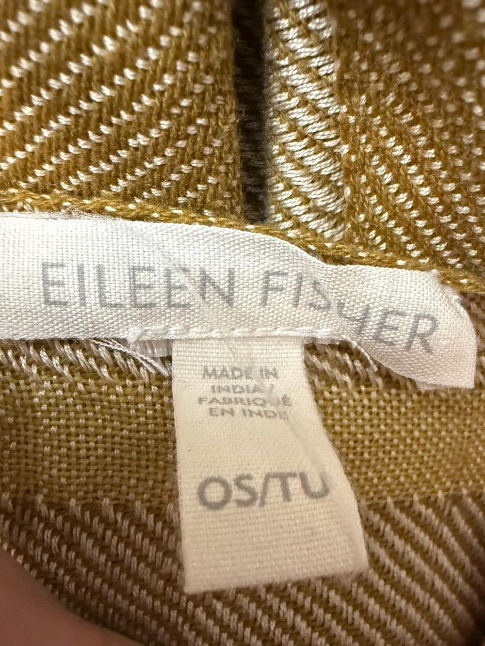 Eileen Fisher Gold Metallic Scarf Shawl Wrap Fringe OS Silk Blend - Picture 6 of 8